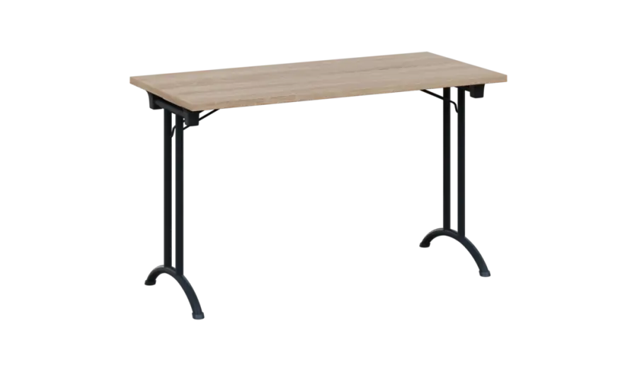 SLA 125 lak skládací jednací stůl 1250x600, deska 25 mm, podnož černý lak, deska dub bardolino